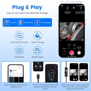 Endoscopio Industriale HD 1920P IP67 Impermeabile, 1 Pezzo, Doppia Lente 8+1, Sonda Semi-Rigida da 5m con Luce, Strumento di Ispezione Boroscopico - Product Image 6