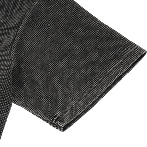 T-shirt en coton tricoté noir surdimensionné pour homme, manches courtes, col rond, style décontracté, couleur unie, teinture unie - Product Image 6