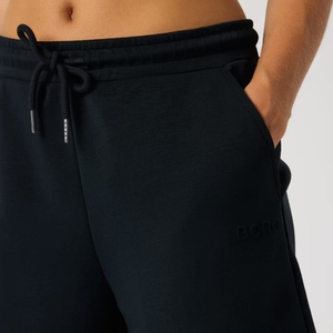 Custom Womens <b>Black</b> Fleece Shorts Elastic Waist Drawstring Side <b>Pockets</b> Relaxed Fit Casual Daily Loungewear OEM Wholesale Shorts - Product Image 5
