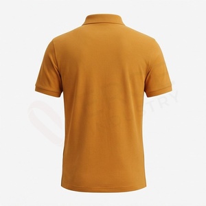 Polo en piqué jaune moutarde à manches courtes pour homme, coupe classique, tricot uni, décontracté, avec boutons - Product Image 2