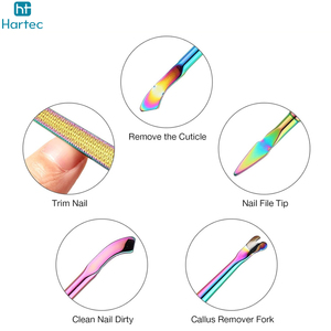 High-Precision Multi-Functional Premium Quality New Arrival Rainbow Plated Stainless Steel Professional <b>Nail</b> Cuticle Pusher <b>Tool</b> - Product Image 5
