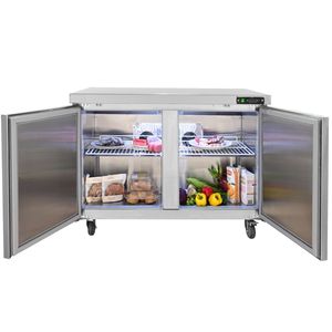 Attrezzatura di refrigerazione da cucina commerciale 48 \ "frigorifero piano di lavoro sotto banco 12.85 Cu. Ft 2 porta spessa in acciaio inox - Product Image 1