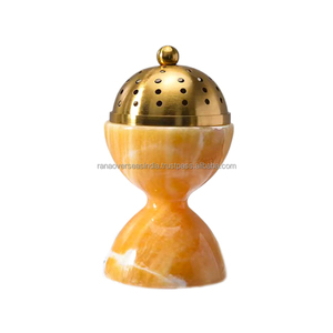 Quemador de Incienso Decorativo de Resina de Lujo con Tapa Perforada Dorada para Virutas de Oud, Incienso de Resina, Carbón y Fragancia para el Hogar - Product Image 2