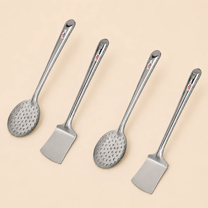Cuillères de cuisine en acier inoxydable, 4 pièces, compatibles lave-vaisselle, ustensiles de cuisine argentés, en promotion - Product Image 1