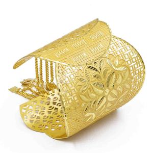 Brazalete Kada de filigrana ancha de oro teñido de 14K, 18K, 24K al por mayor, diseño tradicional de Kada, joyería de moda, brazalete Kada de latón. - Product Image 3