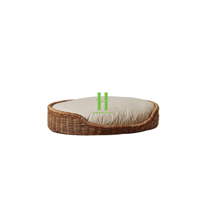 High Quality Customized OEM Indoor Cat <b>Bed</b> Handmade Rattan Cotton Pet Cage Animal Pattern Snap Button Belt Direct Wholesale HNH - Product Image 5