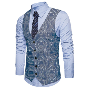 Gilet sans manches en laine/polyester à col en V à carreaux pour homme, formel, hiver, fabricant OEM, fournisseur en gros - Product Image 3