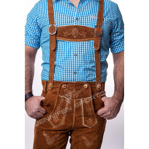 Shorts en daim pour homme, longueur genou, style Lederhosen, avec bretelles, style bavarois traditionnel, uni, décontracté, de qualité supérieure - Product Image 2