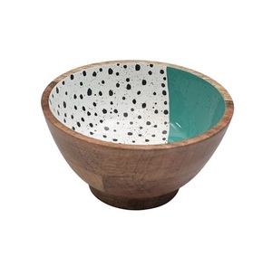 Saladiers en bois émaillé style indien, bol en bois d'acacia pour salade ou fruits, bols de service pour la maison et l'hôtel, impression personnalisée - Product Image 3