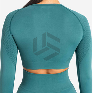 Nouvel Arrivage Ensemble de Yoga Femme Qualité Supérieure Logo Personnalisable sur le Devant Respirant Écologique Uni Taille Haute 2 Pièces Tenue de Sport - Product Image 5