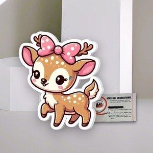 Plaque magnétique en acrylique pour extensions de cils, motif cerf rose mignon avec nœud et papillon, diamant, étiquette privée, vente en gros - Product Image 1