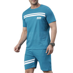Solid Color Premium Quality Breathable Summer Men's T-Shirt & Shorts Set Casual Wear 100% Cotton - Product Image 1