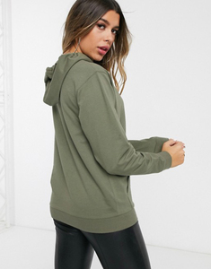 Sudadera con Capucha Verde Oliva para Mujer, Holgada, con Hombros Caídos, Manga Larga, Tejida, de Color Sólido, Informal, para Otoño, con Bolsillos - Product Image 3