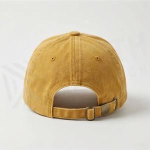 Yellow 6-Panel Baseball Cap Adjustable Cotton Twill Unisex Casual <b>Hat</b> Spring Summer Solid Color <b>Flat</b> Brim - Product Image 2