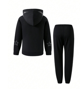 Ensemble de survêtement pour homme avec logo personnalisé en strass OEM, ensemble de survêtement 2 pièces pour homme, pantalon de survêtement respirant et sweat-shirt - Product Image 3