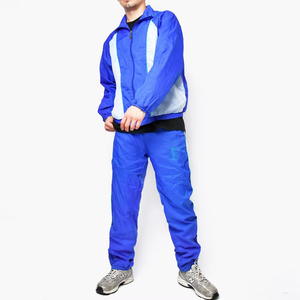 Ensemble de survêtement décontracté pour homme, bleu, à blocs de couleur, à capuche, manches longues, taille élastique, style sportif, léger, en coton, pour le jogging - Product Image 2