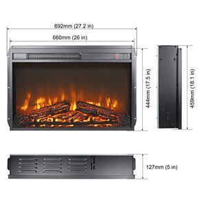 Inserto per Caminetto Elettrico Ultra-Sottile da 26 Pollici con Luce LED, Fiamma Realistica, Telecomando, Timer e Protezione dal Surriscaldamento - Product Image 3