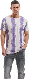 T-shirt à manches courtes pour homme, col rond, tie-dye, motif rayé, décontracté, tricoté, coupe classique, 100% coton, design respirant - Product Image 2
