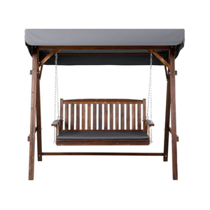 Fauteuil suspendu en bois pour patio extérieur avec auvent, banc de jardin pour la détente dans la cour, la villa ou le complexe hôtelier - Product Image 2