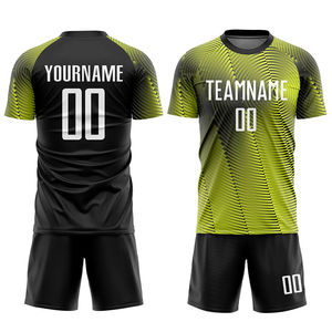 Conjunto de Camiseta de Fútbol Personalizada Negra y Verde con Impresión por Transferencia de Calor, Absorbente de Humedad, 100% Poliéster, Unisex, Corte Atlético para Adultos, Cuello Redondo - Product Image 1