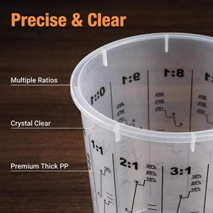 Gobelets de mélange de peinture jetables multi-tailles 400/700/1300/2300ML, en plastique PP transparent avec échelle graduée pour l'automobile - Product Image 4