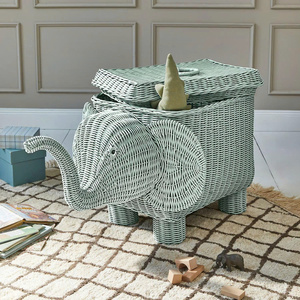 Panier de rangement en rotin en forme d'éléphant, collection mignonne, fait main, style farmhouse, panier de rangement animalier, décoration de chambre d'enfant - Product Image 1