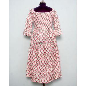 Robe longue d'été pour femme 100 % coton à imprimé floral, écologique, élégante pour les fêtes, décontractée pour le quotidien, avec boutons décoratifs, naturelle - Product Image 6