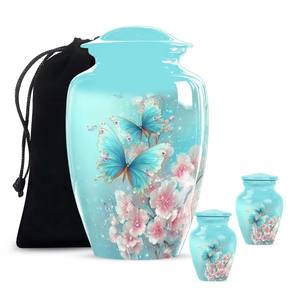 Artistic Butterfly Floral Cremation Urn Aluminum <b>Keepsake</b> Ashes Vessel <b>Memorial</b> Decorative Funeral Urn Custom Design - Product Image 3