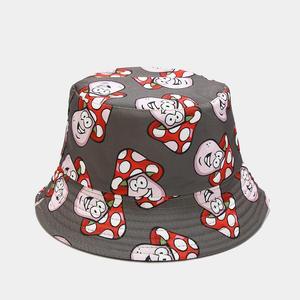 Unisex Bucket <b>Hat</b> Cartoon Mushroom Print <b>Light</b> Blue Casual Spring Summer 56-58CM Polyester Canvas - Product Image 6