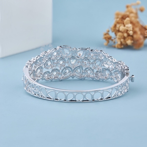 Elegante Brazalete de Diamantes Redondos y en Forma de Pera, Brazalete de Diamantes de Oro Blanco Creados en Laboratorio, Joyería Fina para Mujer - Product Image 2