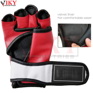 Servicio OEM ODM, Guantes de Entrenamiento de MMA de Piel Sintética, Totalmente Personalizados, Duraderos, Modernos, con Diseño en Contraste Rojo y Blanco - Product Image 4