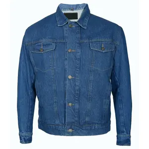 Op Maat Gemaakte Lange Korte Stretch Denim Jack Mannen Jean Katoen Blauwe Winter Effen Denim Jack Dichter Voor Mannen Plus Size