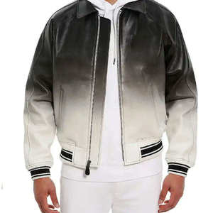 Chaqueta Bomber Impermeable de Cuero Degradado para Hombre TITAN TREAD WEAR, Cuello Alto, Cierre de Cremallera, Corte Regular, con Tachuelas, para Invierno y Motociclismo - Product Image 5