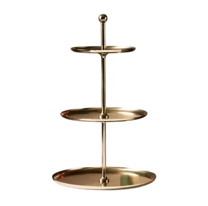Soporte de pastel de acero inoxidable de tres niveles, bandeja redonda para exhibir postres, para servir cupcakes en fiestas, decoración de mesa para el hogar y la cocina. - Product Image 1