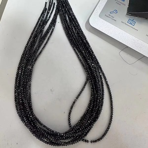 Collar de cuentas de diamantes negros facetados de corte excelente de 18,15 quilates, hermosa pieza de 38-40 cm de longitud - Product Image 1