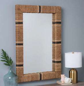 Marco de espejo de pared de madera anudada que presenta un característico veteado natural, un toque único para interiores de inspiración orgánica. - Product Image 5