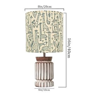 Lampe de table à imprimé animal, base en bois, abat-jour en tissu, lampe d'appoint pour la lecture, décoration moderne pour la maison, chambre à coucher, chambre d'enfant - Product Image 5