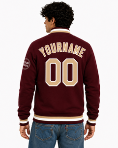 SINEWY SPORTS <b>Men's</b> Maroon Varsity <b>Jacket</b> Custom Name Number Preppy Style Button Front College Baseball Team <b>Jacket</b> - Product Image 6