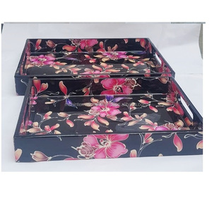 Bandeja de madera de nogal personalizada, accesorio de almacenamiento hecho a mano, con forma redonda, bandeja de madera rodante Natural, venta al por mayor - Product Image 5