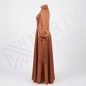 Nouvelle Robe Longue en Soie Brillante à Manches Longues, Abaya en Chiffon pour Femme, Motif Floral Tendance, Robe Modeste, Mode Islamique Élégante, Vente en Gros - Product Image 3