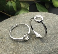Handgefertigter 925er Silber 10mm Ring mit verstellbarer Fassung für Cabochons, Harzfüllung, 18K vergoldet, DIY Erinnerungsbeutel
