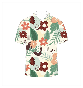 เสื้อโปโลผู้ชายพิมพ์ลายใบไม้สีครีมแขนสั้นลำลองแฟชั่นฤดูร้อนเสื้อโปโลกอล์ฟ - Product Image 4