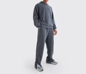 ชุดเสื้อฮู้ดดี้และกางเกงวอร์มสีพื้นสำหรับผู้ชาย – ชุดลำลองทรงหลวมใส่สบายสำหรับสวมใส่ทุกวัน - Product Image 6