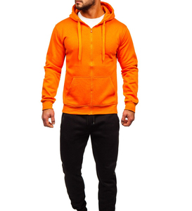 Sudadera Unisex Naranja con Capucha y Cordón Ajustable, Manga Larga, Color Sólido, Ropa Casual Transpirable de Peso Medio, 100% Algodón - Product Image 1