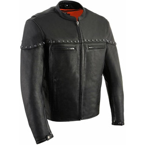 Veste en cuir de moto premium noire pour homme SAMROZ SPORTS 'The Skelly Racer' - Product Image 1