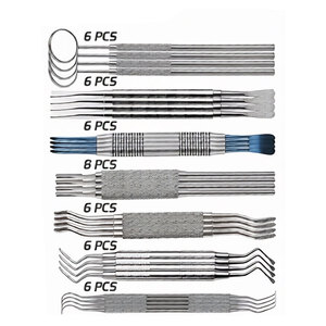 Ensemble d'instruments chirurgicaux dentaires allemands : Élévateurs, seringues, détartreurs, ciseaux, manche de scalpel – Professionnel, en acier inoxydable, manuel MOL - Product Image 5