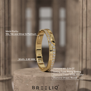 BREELIQ 14K Solid Gold Lab Grown Diamond Curved Pave Ring Modern Wave Diamond Band Minimal Stackable <b>Wedding</b> Jewelry - Product Image 2