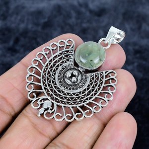 Pendentif en pierre précieuse naturelle Prehnite, pendentif en argent sterling 925, motif d'aile, style bohème, bijoux de charme pour un usage quotidien - Product Image 4