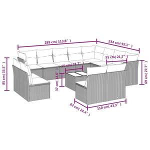 13 Piece Gray Poly Rattan Patio <b>Sofa</b> <b>Set</b> with <b>Cushions</b> Durable Outdoor Furniture Collection - Product Image 3