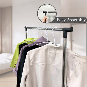 Porte-vêtements à barre unique pour meubles d'intérieur détachables avec organisateur de vêtements de type debout à quatre roues pour la maison et le magasin - Product Image 5